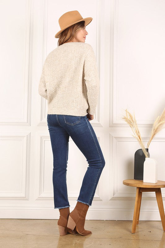 Beige Oversize Cable Sweater king-general-store-5710.myshopify.com