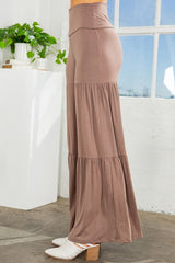 Tiered Ruffle High Waisted Wide Leg Pants