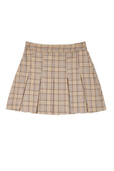 Beige Check Plaid Pleated Mini Skirt king-general-store-5710.myshopify.com