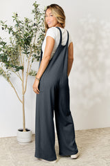 Double Take Full Size Wide Strap Overall with Pockets