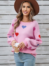 Angel Wings Heart Round Neck Long Sleeve Sweater