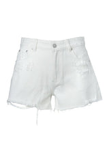 White Distressed Denim Shorts king-general-store-5710.myshopify.com