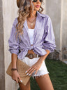 Mandy Striped Pocketed Button Up Long Sleeve Shirt