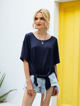 Ivy Lane Slit Boat Neck Half Sleeve T-Shirt