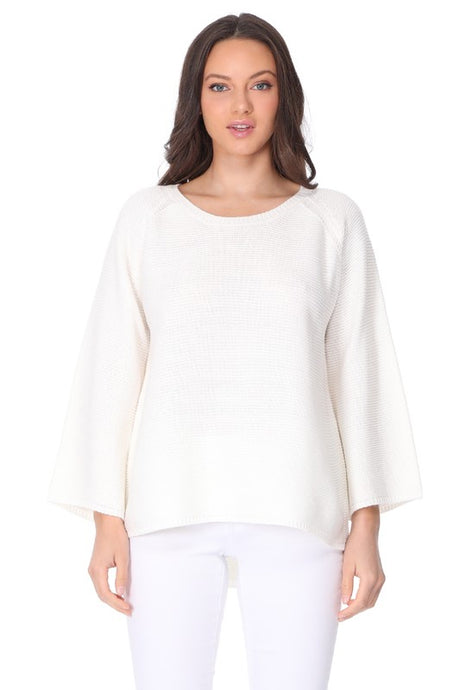 Boat Neck Bell Sleeve High Low Pullover Sweater king-general-store-5710.myshopify.com