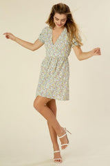 Yellow Violet Floral V-Neck Dress king-general-store-5710.myshopify.com