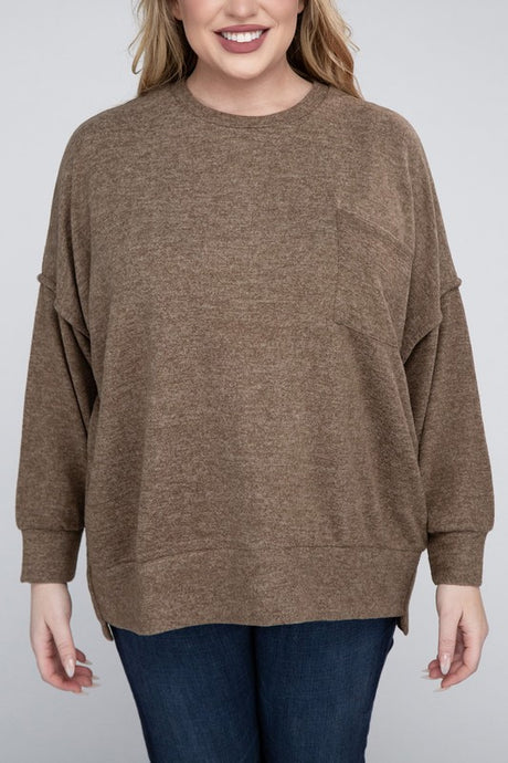Plus Brushed Melange Drop Shoulder Sweater king-general-store-5710.myshopify.com