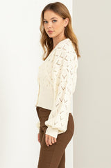 Days Together Pointelle Sweater Cardigan king-general-store-5710.myshopify.com