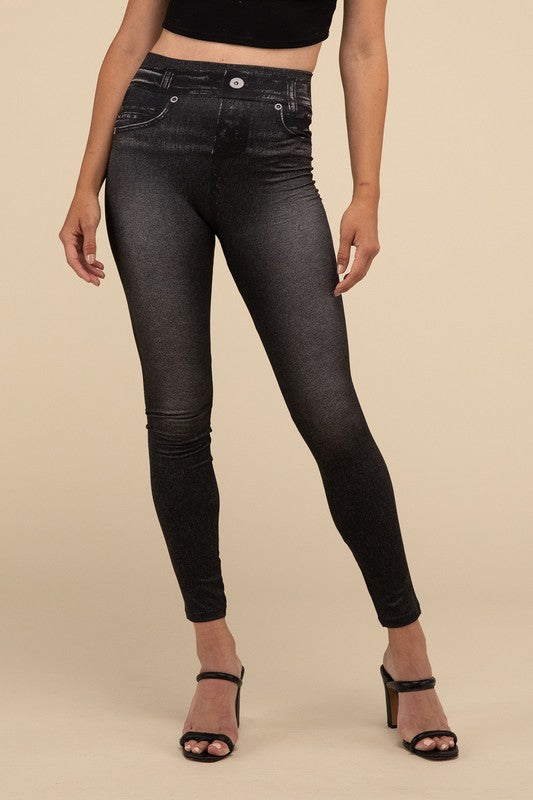 Ankle Length Denim Fitted Leggings