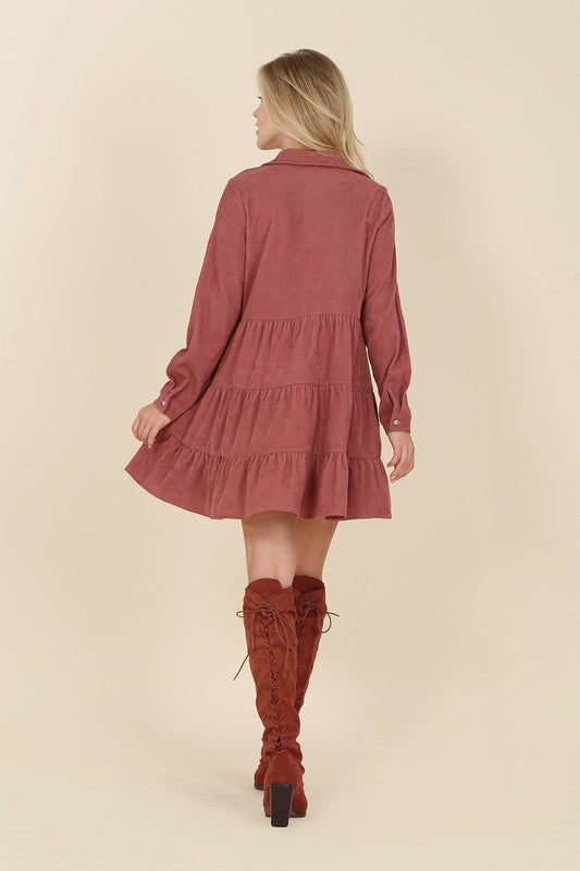 Corduroy Tiered Mini Dress king-general-store-5710.myshopify.com