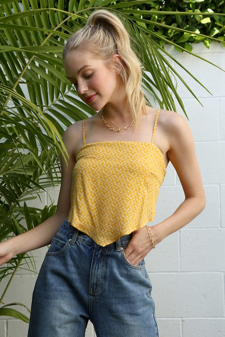 Yellow Floral Tank Top king-general-store-5710.myshopify.com