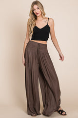 Plus Ruched Waist Wide Resort Pants king-general-store-5710.myshopify.com