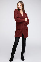 Twist Knitted Open Front Cardigan With Pockets king-general-store-5710.myshopify.com