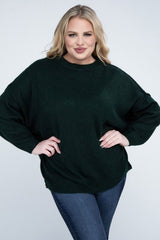 Plus Oversized Round Neck Raw Seam Melange Sweater king-general-store-5710.myshopify.com