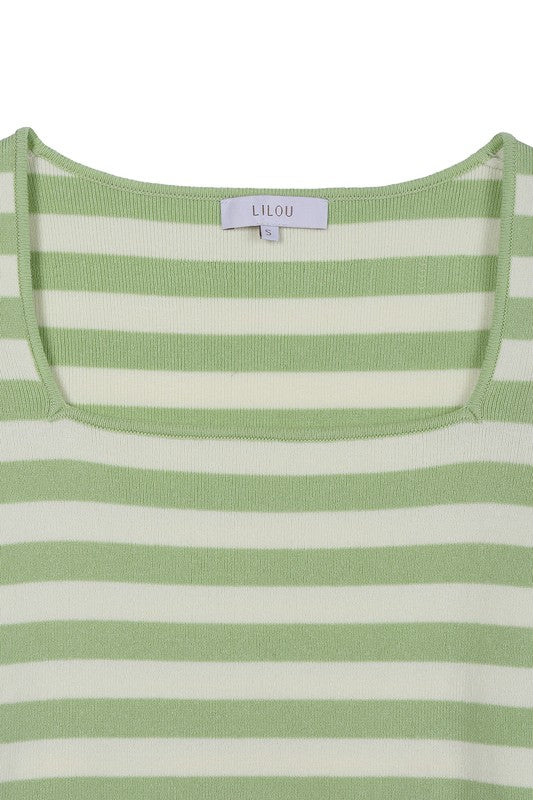 Striped Ribbed Short Sleeve Crop Top king-general-store-5710.myshopify.com