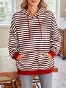 Lovelet Drawstring Striped Long Sleeve Hoodie