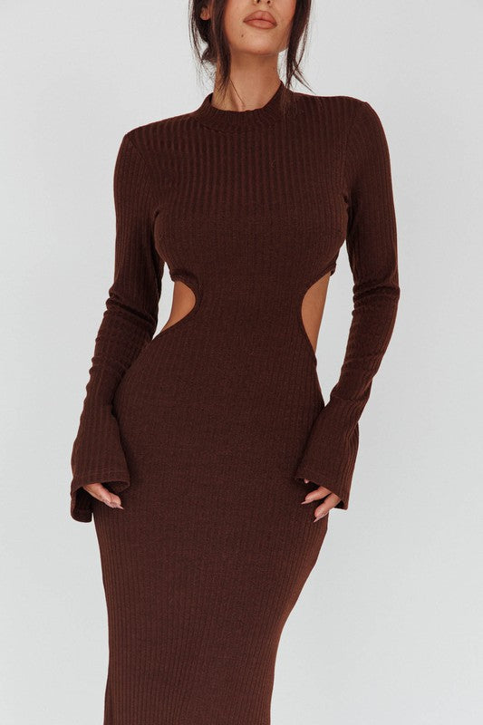 Long Sleeves Flared Cuff Knit Maxi Dress king-general-store-5710.myshopify.com