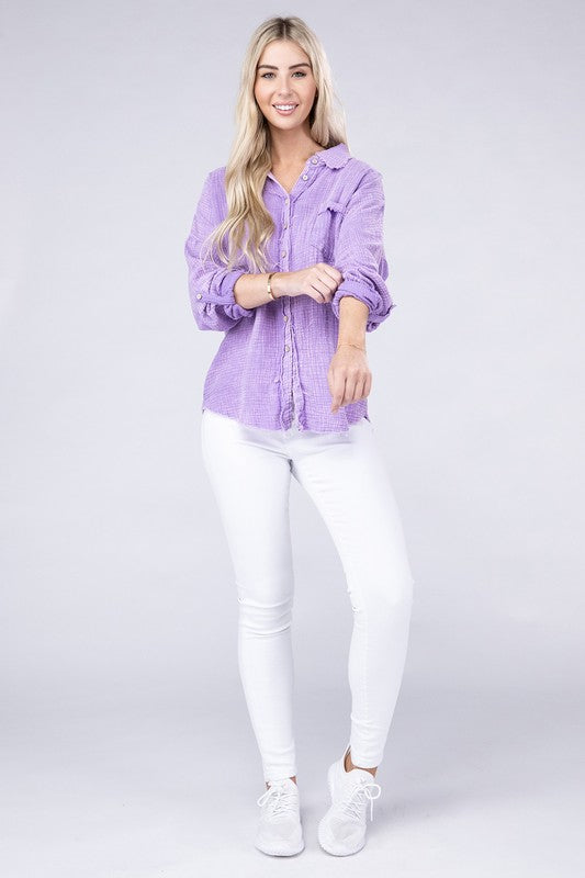 Washed Double Gauze Button Down Shirt king-general-store-5710.myshopify.com