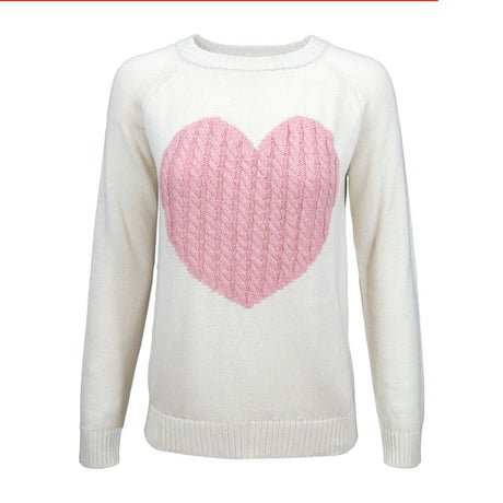 Love Heart Jacquard Round Neck Pullover Sweater king-general-store-5710.myshopify.com