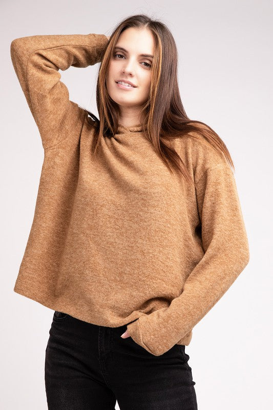 Hooded Brushed Melange Hacci Sweater king-general-store-5710.myshopify.com