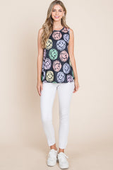 BOMBOM Round Neck Smiley Face Tank