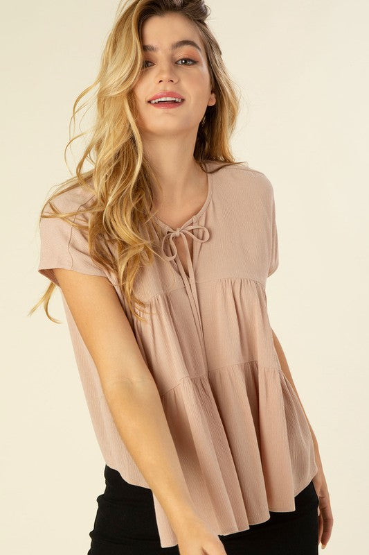 Beige A Line Tiered Blouse king-general-store-5710.myshopify.com