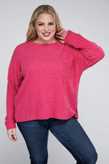 Plus Ribbed Brushed Melange Hacci Sweater king-general-store-5710.myshopify.com