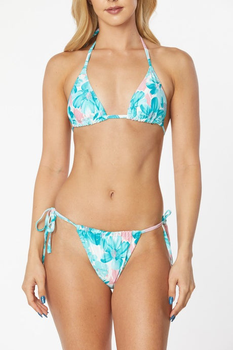 Tropical Print Cheeky Thong Bikini