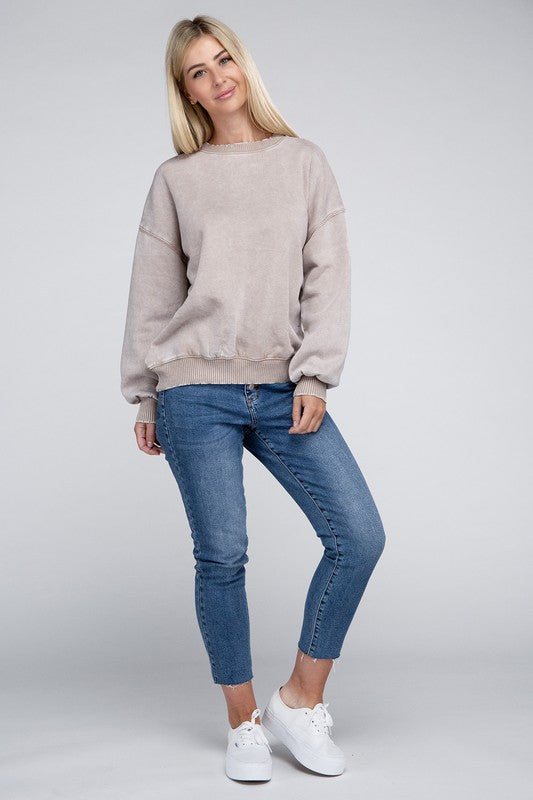 Acid Wash Fleece Oversized Pullover king-general-store-5710.myshopify.com