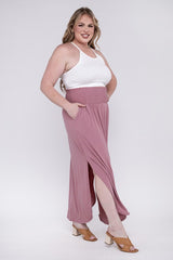 Plus Smocked Waist Side Slit Maxi Skirt with Pockets king-general-store-5710.myshopify.com