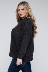 Plus Brushed Melange Drop Shoulder Sweater king-general-store-5710.myshopify.com