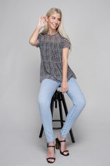 Tiered Chiffon Short Sleeve Blouse