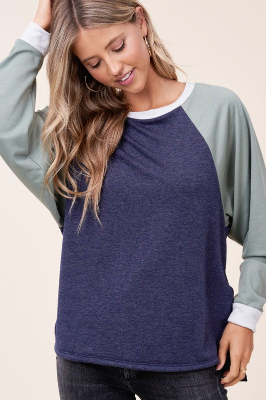 Solid Terry Color Block Sweatshirt