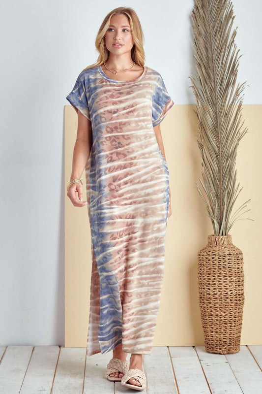 Animal Print Tie Dye Maxi Dress