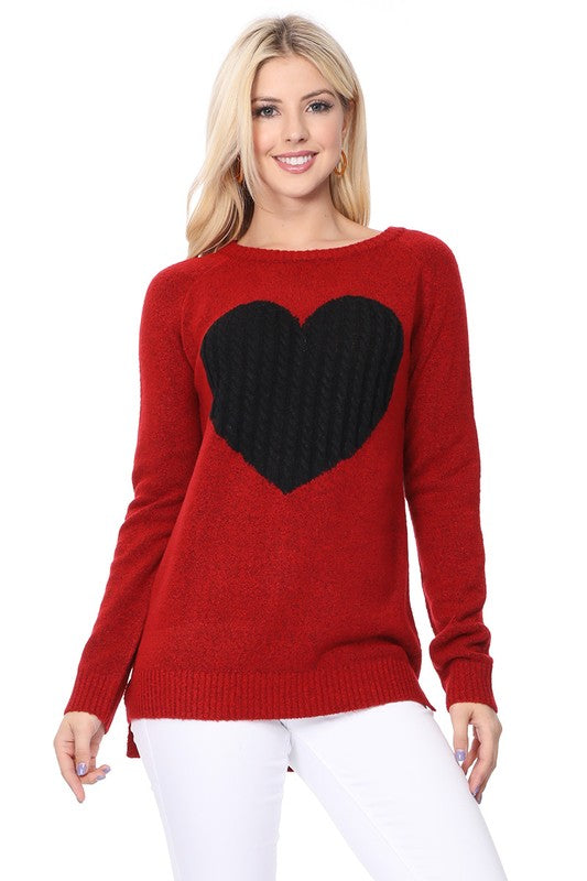 Cozy Heart Jacquard Round Neck Pullover Sweater king-general-store-5710.myshopify.com