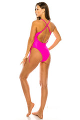 Classic Baywatch Style One Piece With Crossed Back