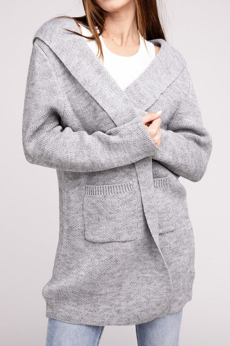 Hooded Open Front Sweater Cardigan king-general-store-5710.myshopify.com