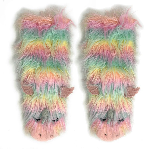 Funky Unicorn - Women's Cozy Sherpa Slipper Socks king-general-store-5710.myshopify.com