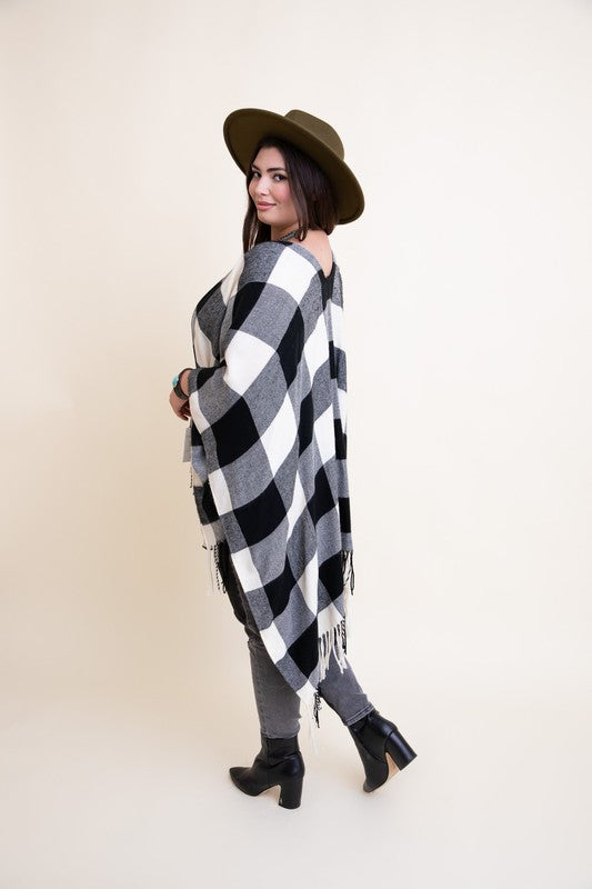 Buffalo Check Tassel Poncho king-general-store-5710.myshopify.com