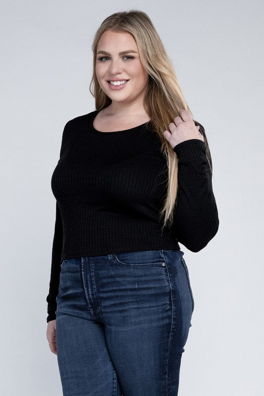 Plus Classic Ribbed Round Neck Long Sleeve king-general-store-5710.myshopify.com