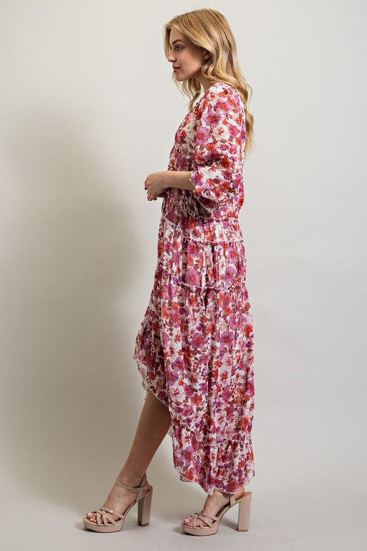 Bohemian Floral High And Low Maxi Dress