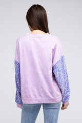 Velvet Sequin Sleeve Mineral Washed Top king-general-store-5710.myshopify.com