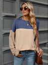 Double Take Contrast Round Neck Long Sleeve T-Shirt