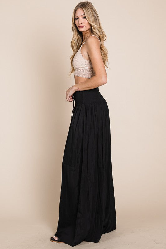 Plus Ruched Waist Wide Resort Pants king-general-store-5710.myshopify.com