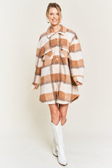 Plus Fuzzy Plaid Teddy Jacket king-general-store-5710.myshopify.com