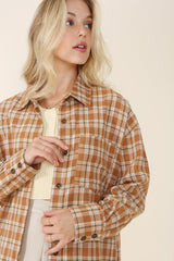 Autumn Beige Long Sleeve Plaid Shirt