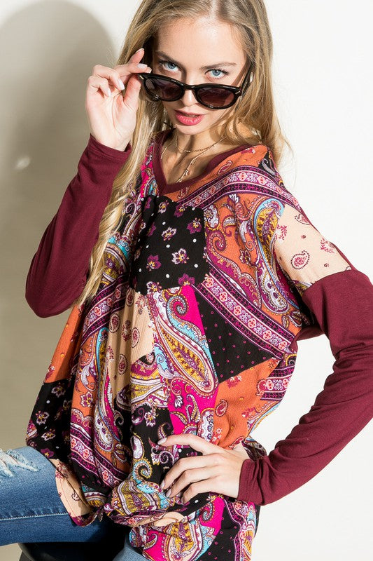 PAISLEY MIXED BOXY TOP