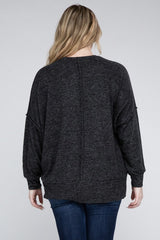 Plus Brushed Melange Drop Shoulder Sweater king-general-store-5710.myshopify.com