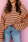 Striped Round Neck Dropped Shoulder Sweater