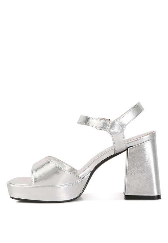 Lofty Metallic Faux Leather Block Heel Sandals king-general-store-5710.myshopify.com